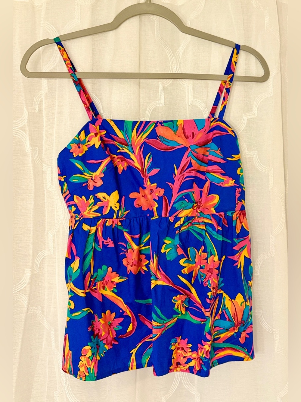 J. Crew Tropical Blue Floral Tie Front Tank Top | Size 4 🌺💙